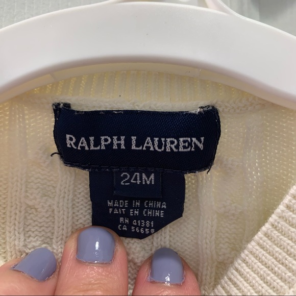 Ralph Lauren Ivory Cable Knit Cardigan- 24 Months - Picture 2 of 5
